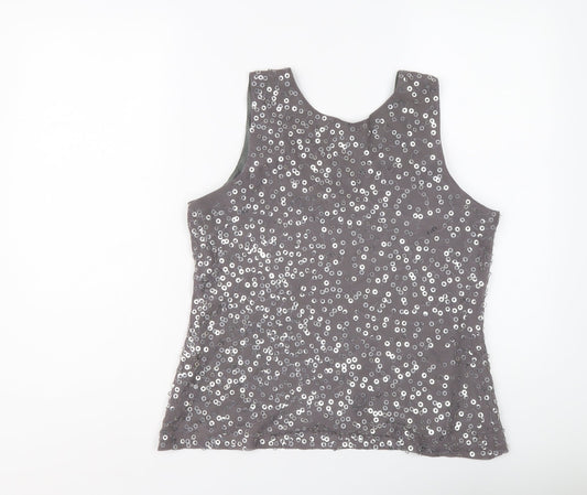 Strange Womens Grey Polyester Basic Tank Size 12 Scoop Neck
