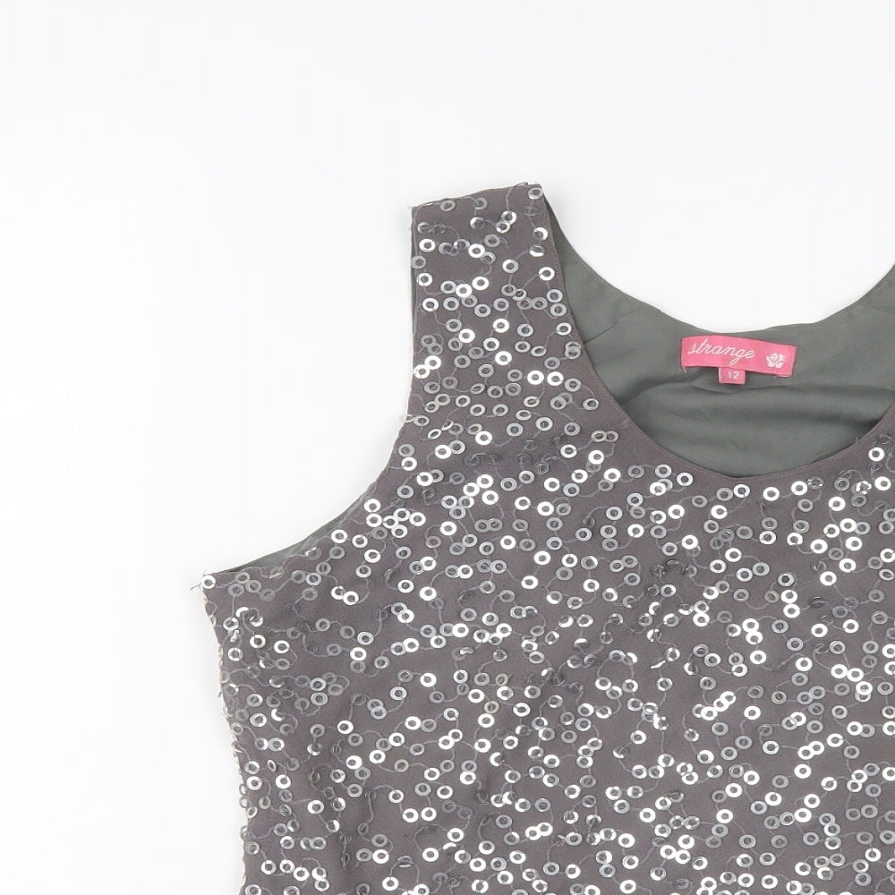 Strange Womens Grey Polyester Basic Tank Size 12 Scoop Neck