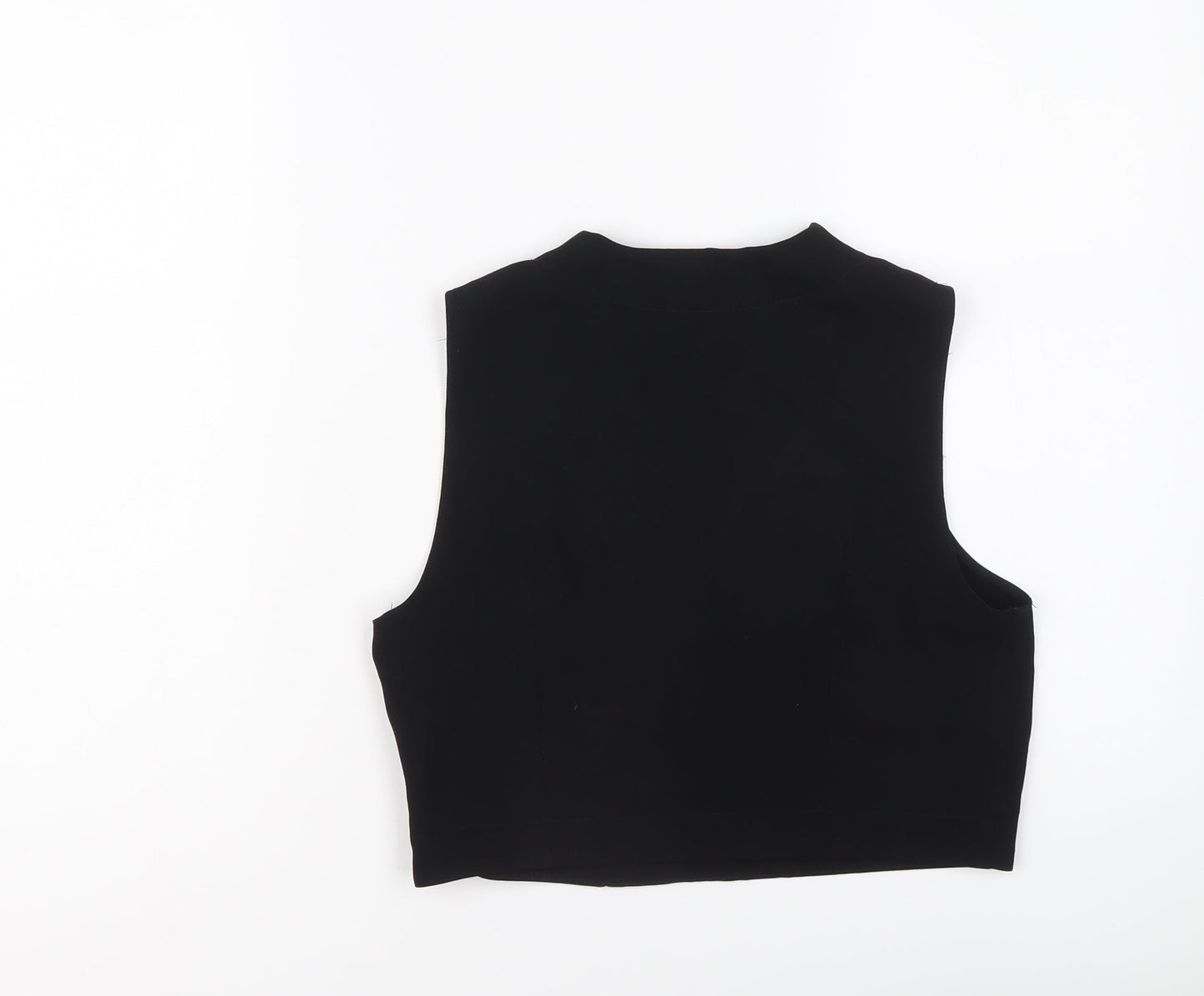 Topshop Womens Black Polyester Cropped Blouse Size 10 V-Neck