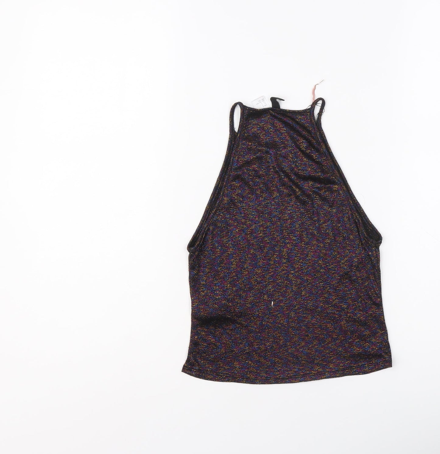 H&M Womens Multicoloured Polyester Cropped Tank Size S Round Neck