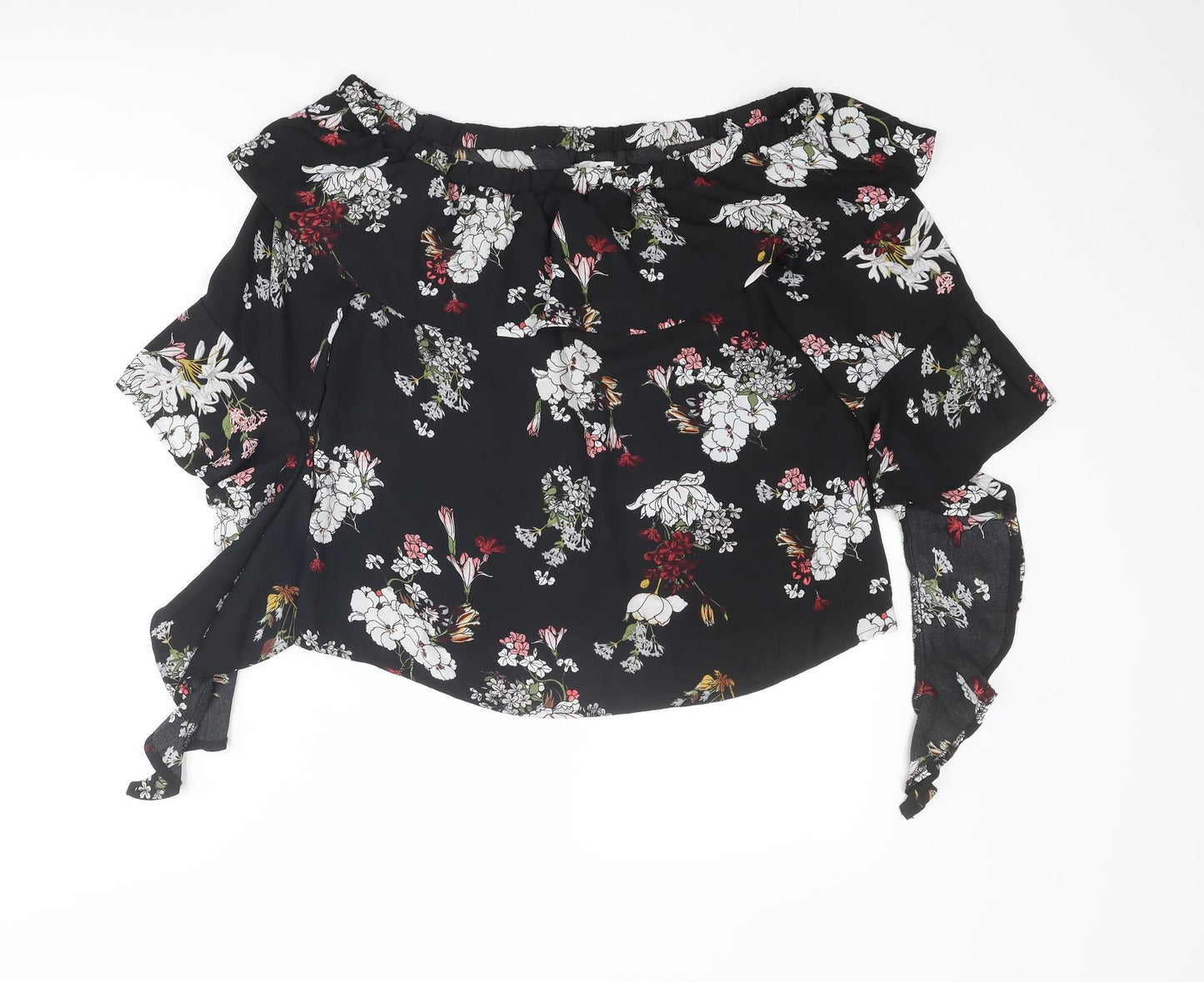 Lola May Womens Multicoloured Floral Polyester Basic Blouse Size 12 Boat Neck