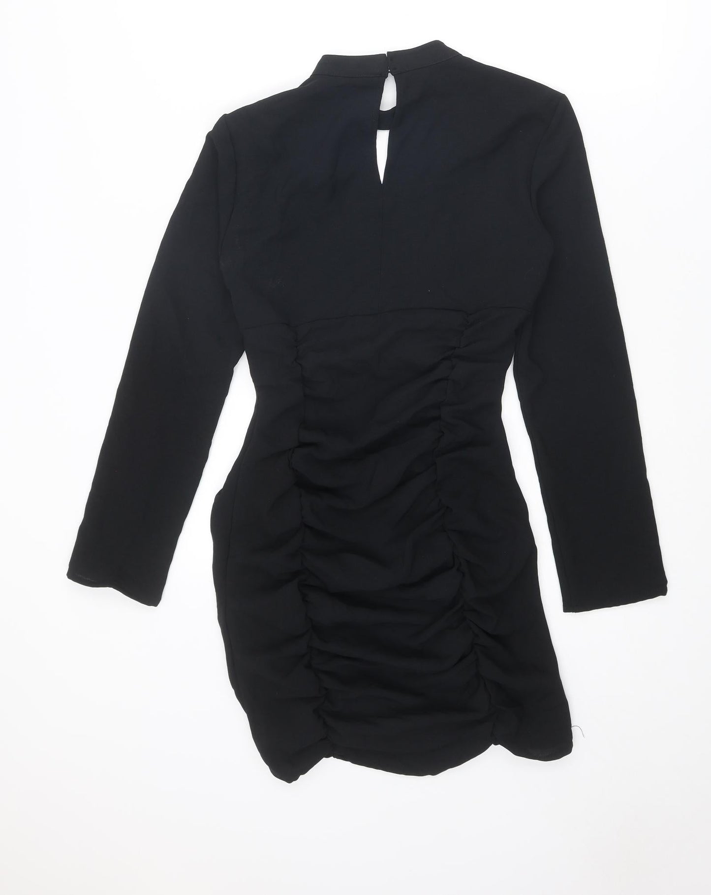 Zara Womens Black Polyester Bodycon Size S V-Neck Zip - Plunging Neckline