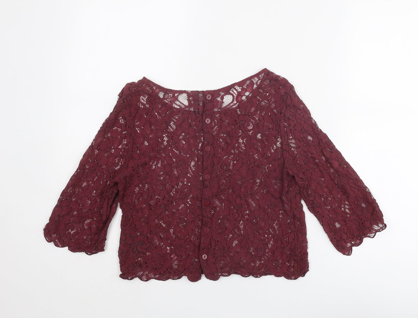 Divided by H&M Womens Purple Viscose Cropped Blouse Size 10 Boat Neck