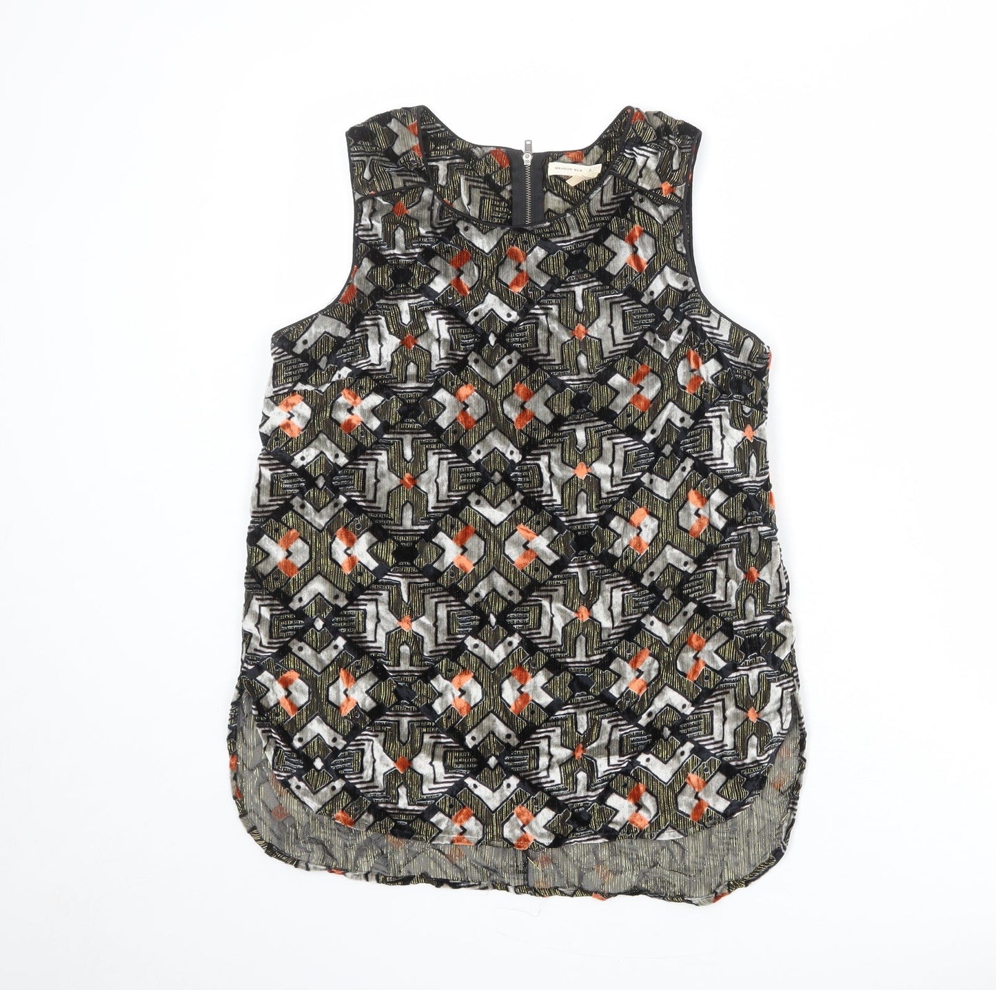 Meadow Rue Womens Multicoloured Geometric Viscose Basic Tank Size S Round Neck