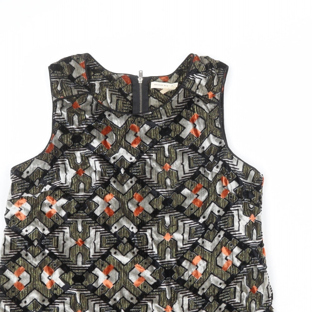 Meadow Rue Womens Multicoloured Geometric Viscose Basic Tank Size S Round Neck