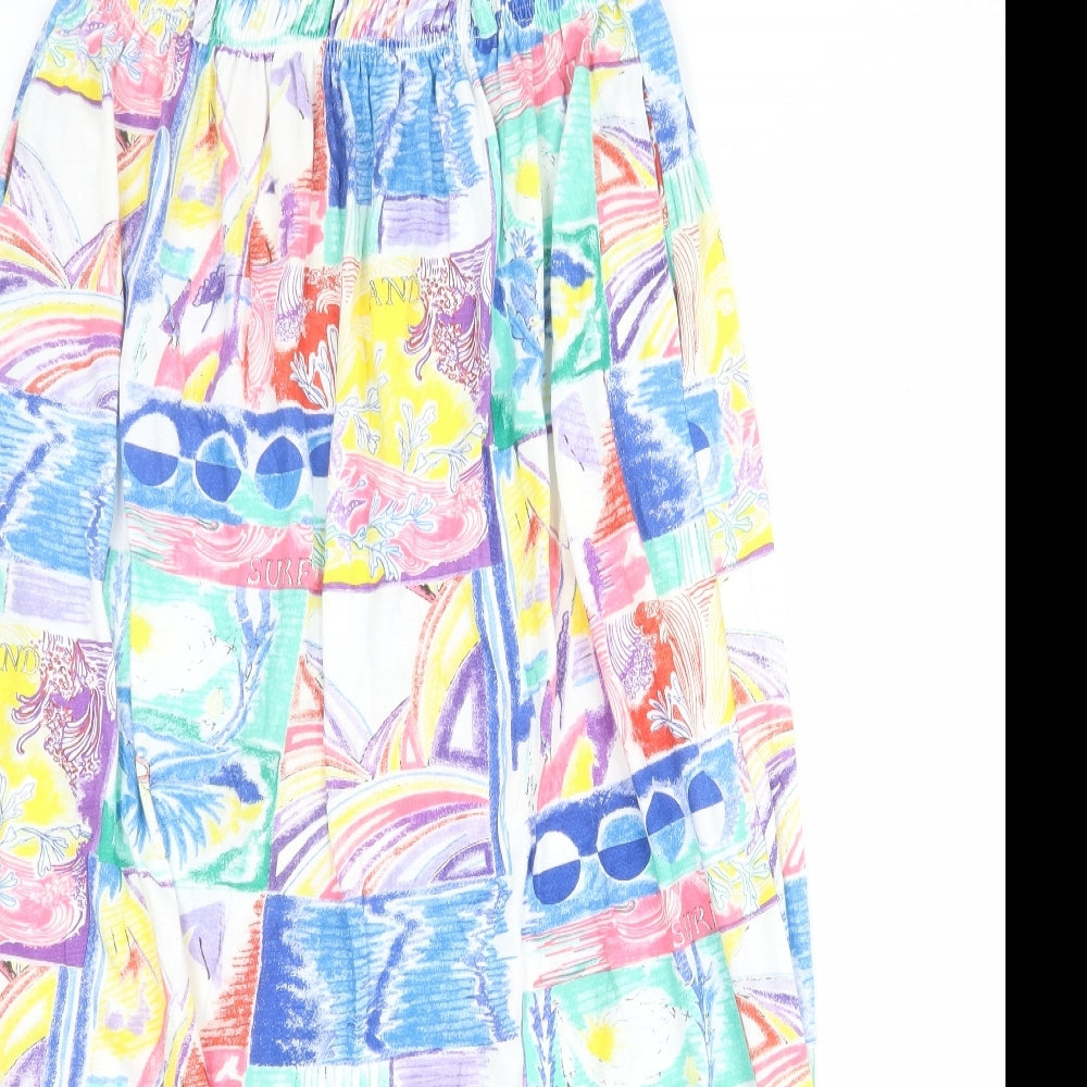 Emreco Womens Multicoloured Geometric Polyester A-Line Skirt Size 12