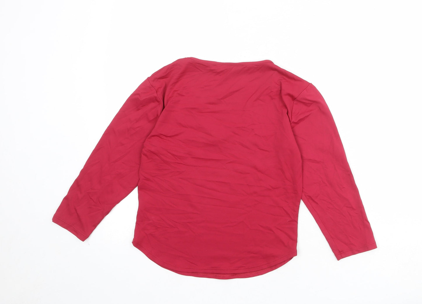 St Michael Womens Pink Polyamide Basic T-Shirt Size 10 V-Neck