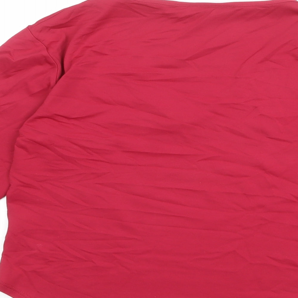 St Michael Womens Pink Polyamide Basic T-Shirt Size 10 V-Neck