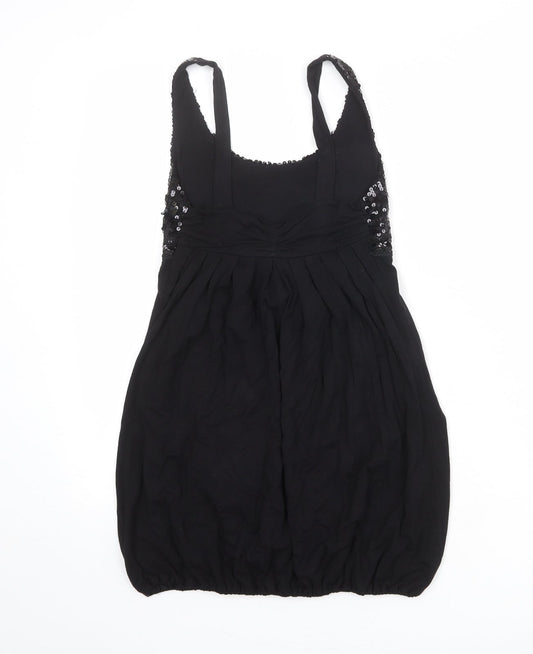 Rare Womens Black Polyester Tunic Tank Size 8 Scoop Neck