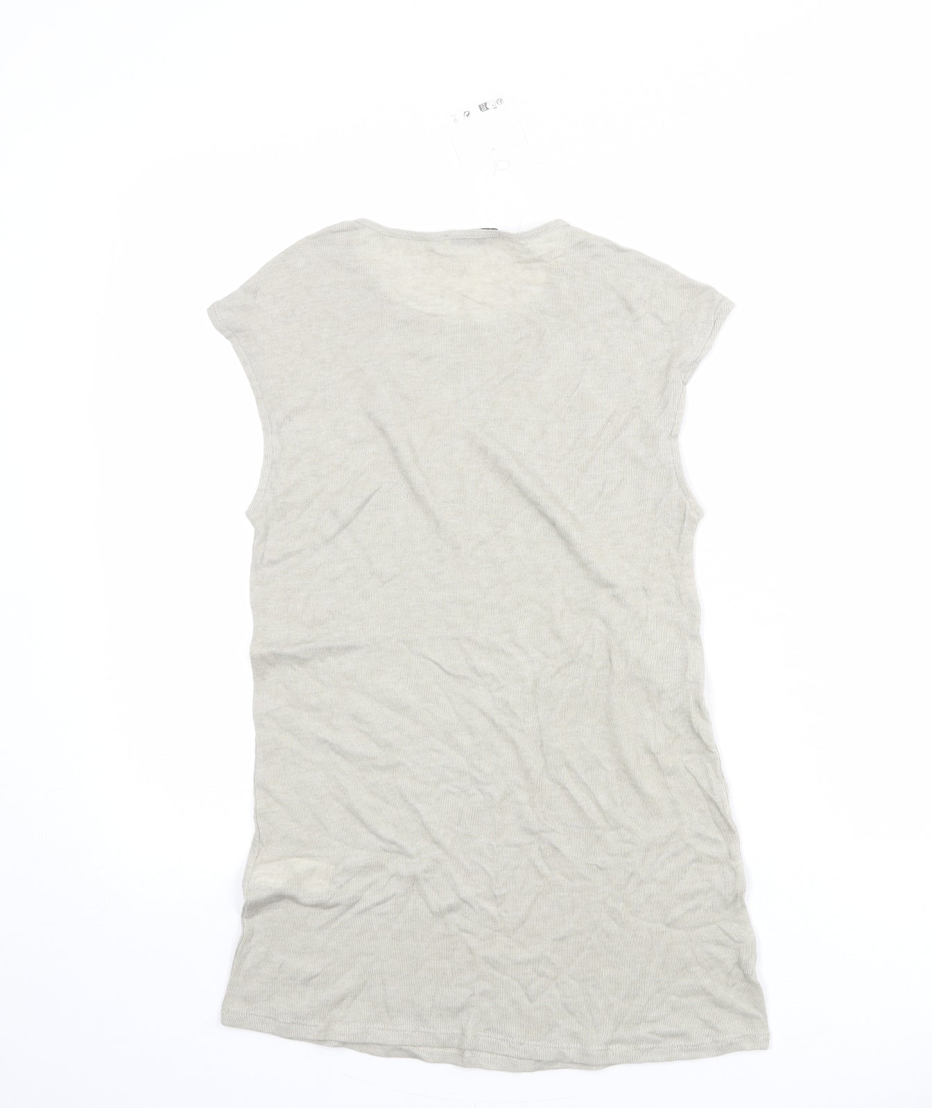 Zara Womens Grey Lyocell Basic T-Shirt Size M Round Neck