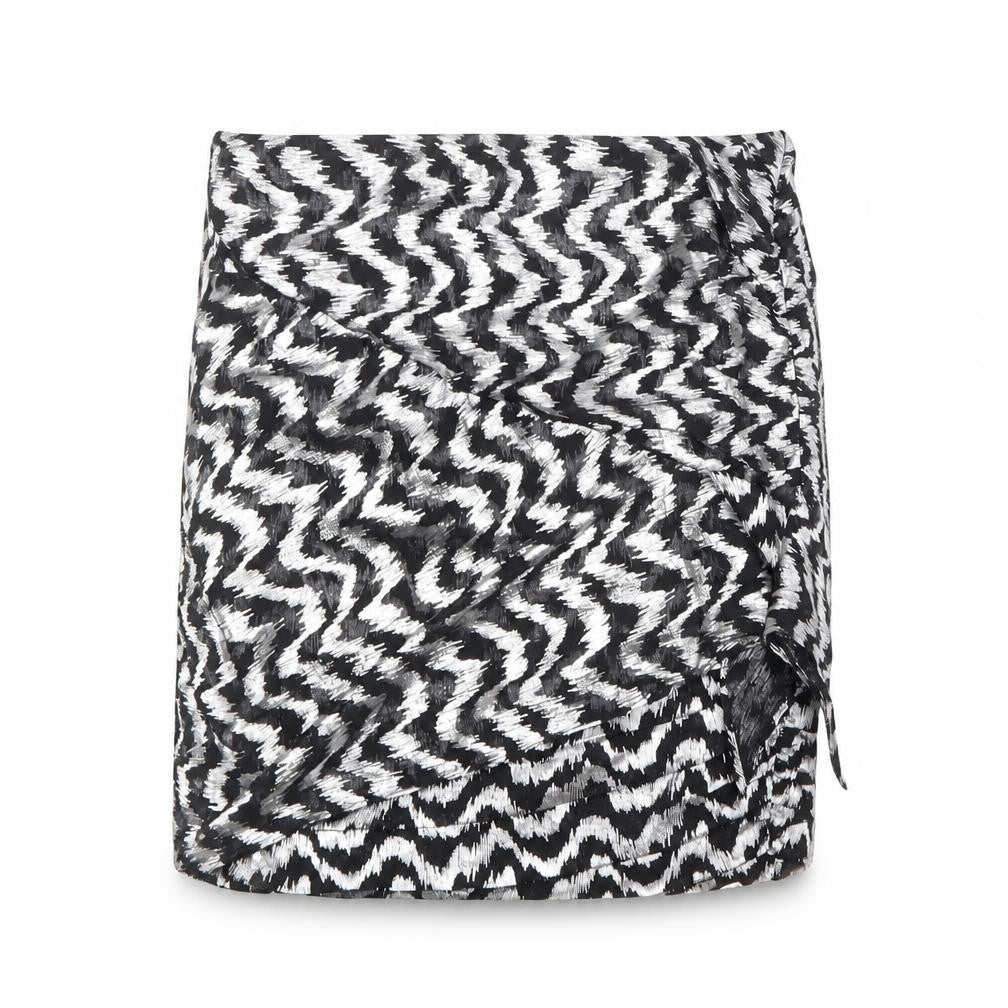 Zara Womens Silver Geometric Polyester A-Line Skirt Size XS Zip