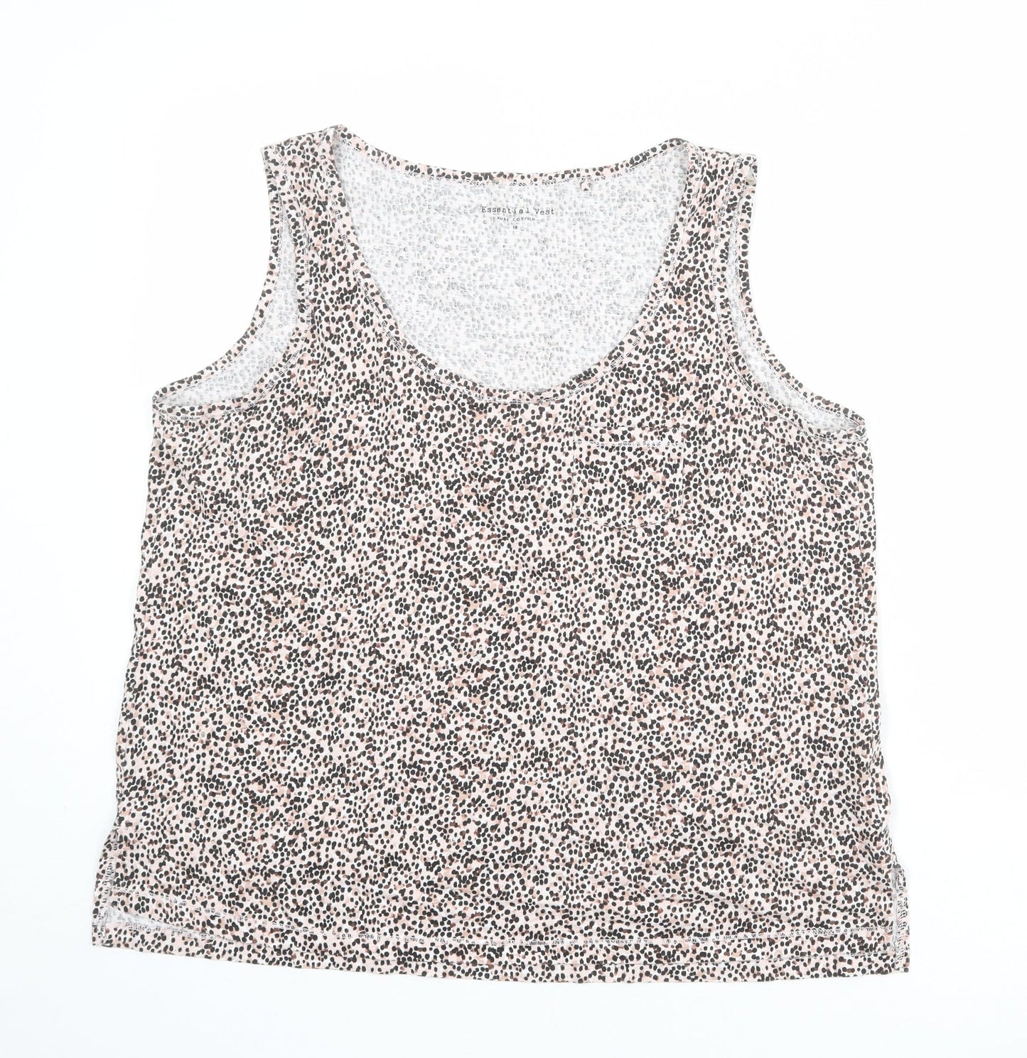 Debenhams Womens Multicoloured Geometric 100% Cotton Basic Tank Size 18 Scoop Neck
