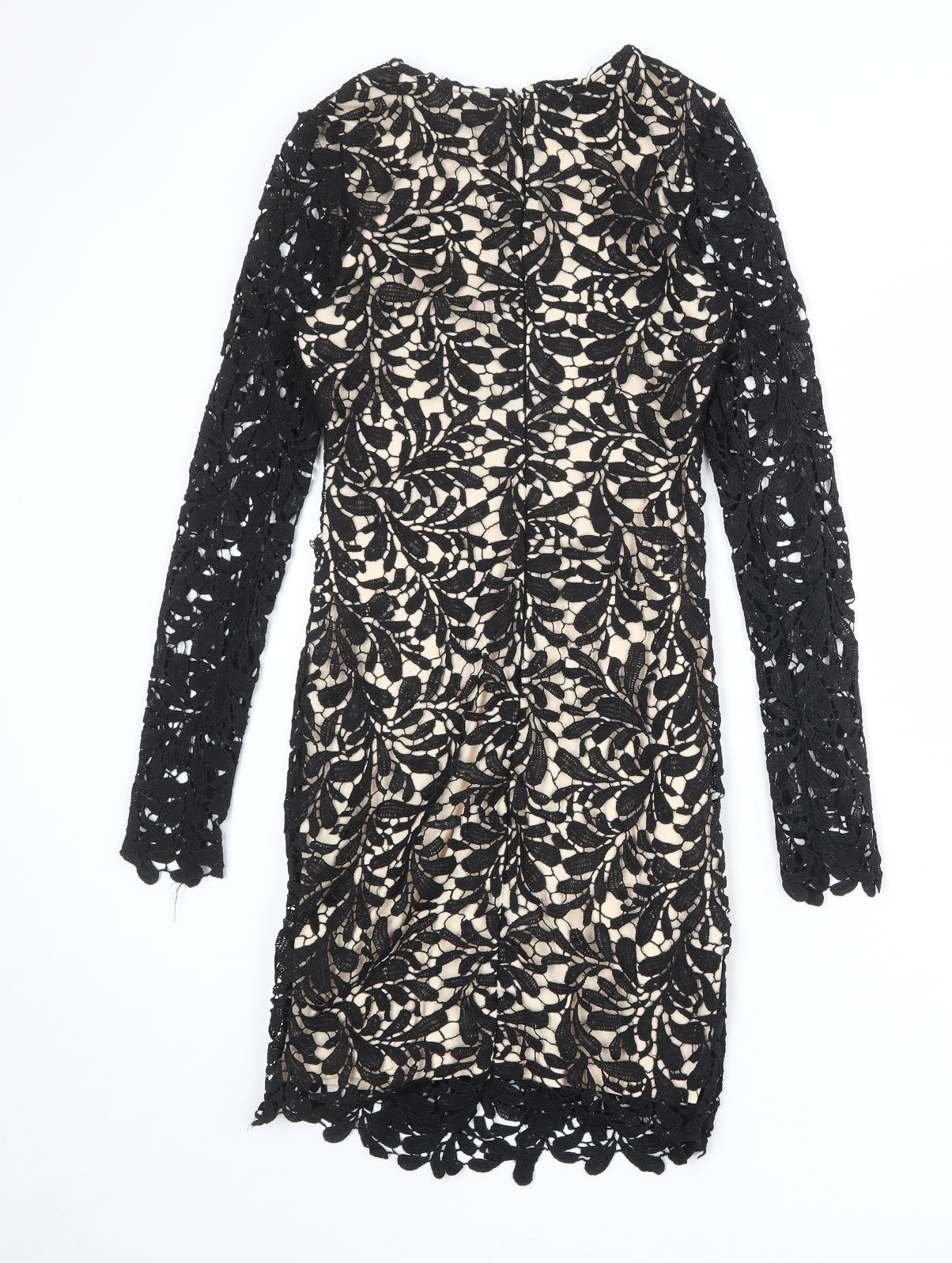 Parisian Womens Black Geometric Polyester A-Line Size 8 Round Neck Zip