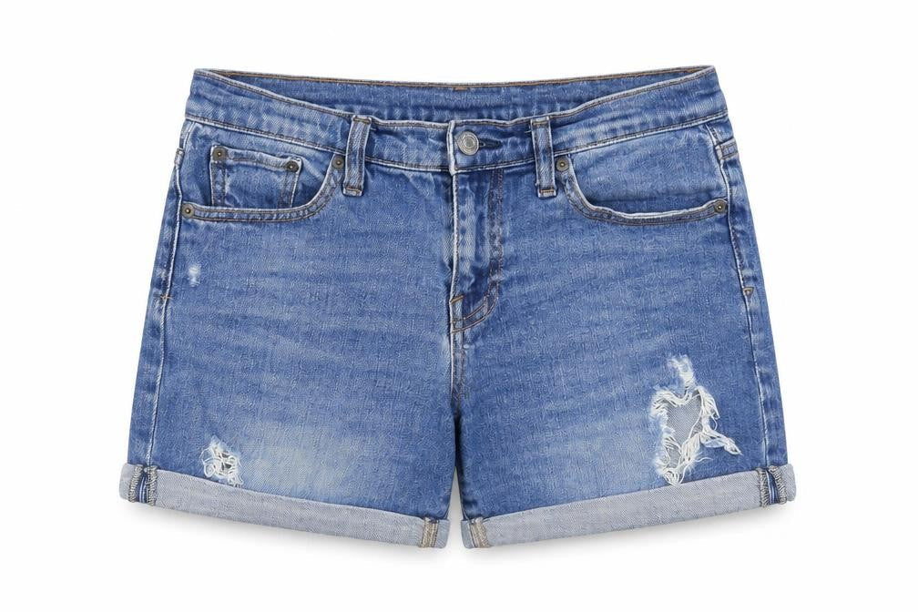 Gap Womens Blue Cotton Mom Shorts Size 25 in Regular Zip - Distressed look