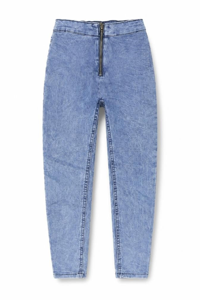 Pep&Co Girls Blue Cotton Skinny Jeans Size 11-12 Years Regular Zip