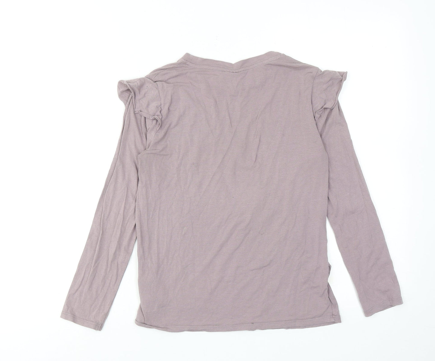 Topshop Womens Purple Viscose Basic T-Shirt Size 6 Round Neck