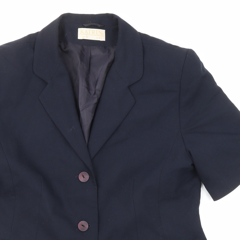 Katrin Womens Blue Jacket Blazer Size 16 Button