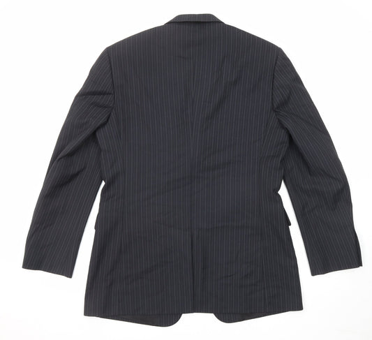 Burton Mens Black Striped Polyester Jacket Suit Jacket Size 40 Regular