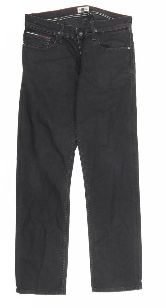 Tommy Hilfiger Mens Black Cotton Straight Jeans Size 34 in L32 in Regular Zip