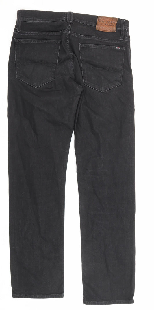 Tommy Hilfiger Mens Black Cotton Straight Jeans Size 34 in L32 in Regular Zip