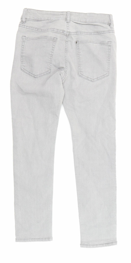 H&M Girls Grey Cotton Skinny Jeans Size 10-11 Years Regular Zip