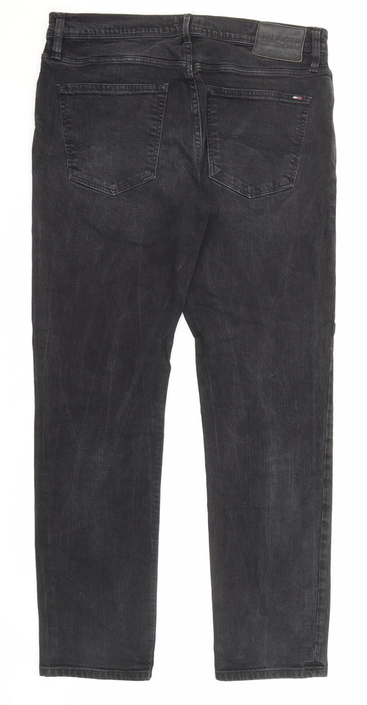 Tommy Hilfiger Mens Black Cotton Straight Jeans Size 34 in L32 in Regular Zip