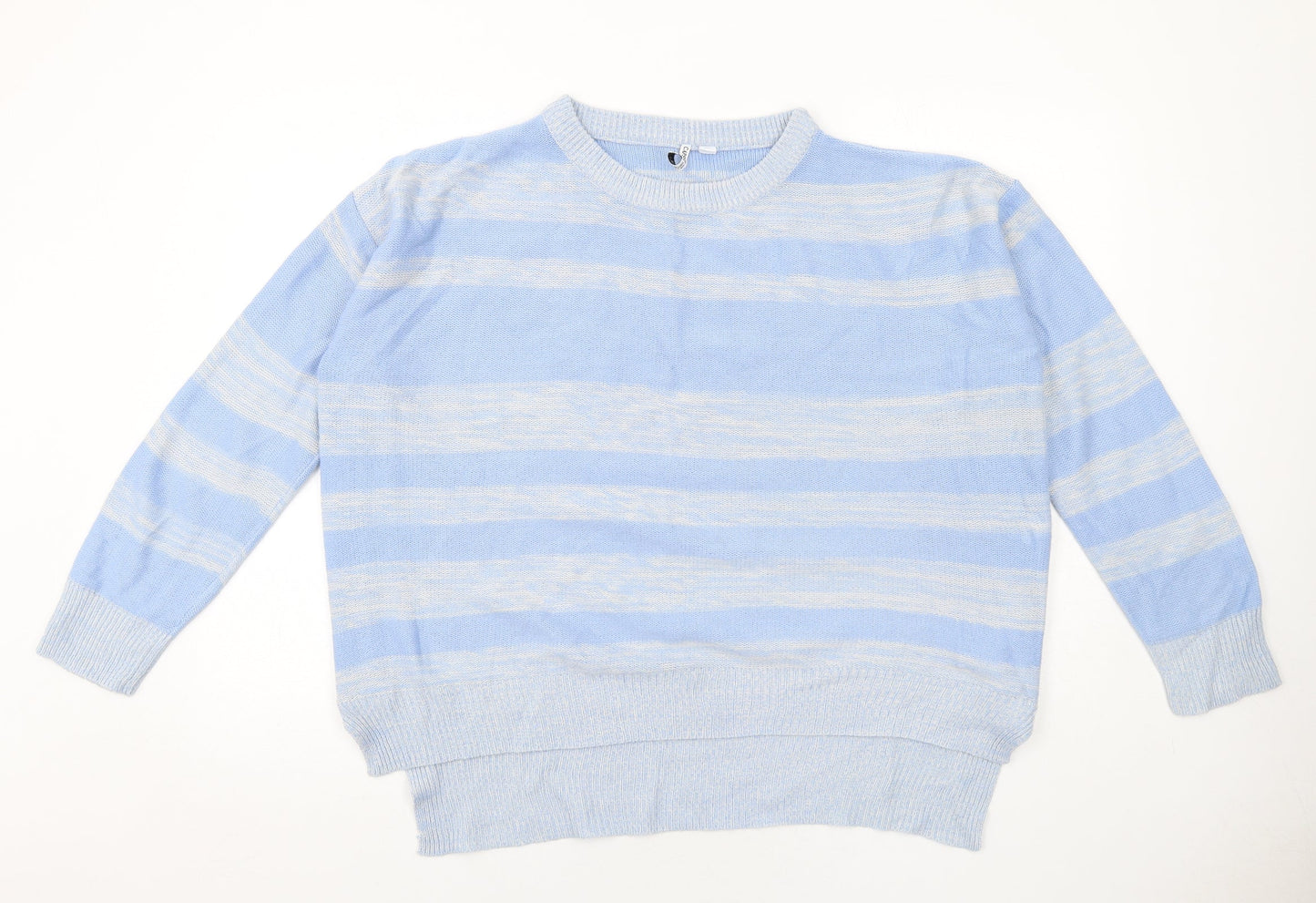 Capsule Womens Blue Round Neck Striped Acrylic Pullover Jumper Size S