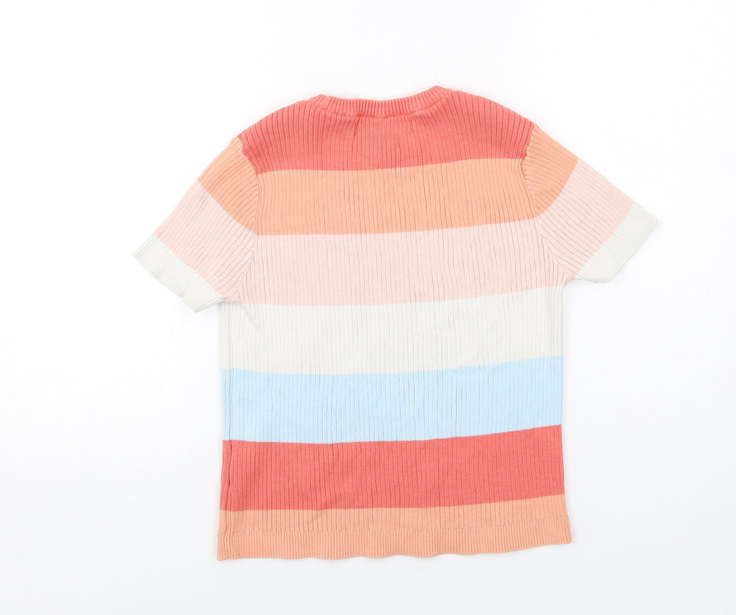 VERO MODA Womens Multicoloured Round Neck Striped Cotton Pullover Jumper Size L