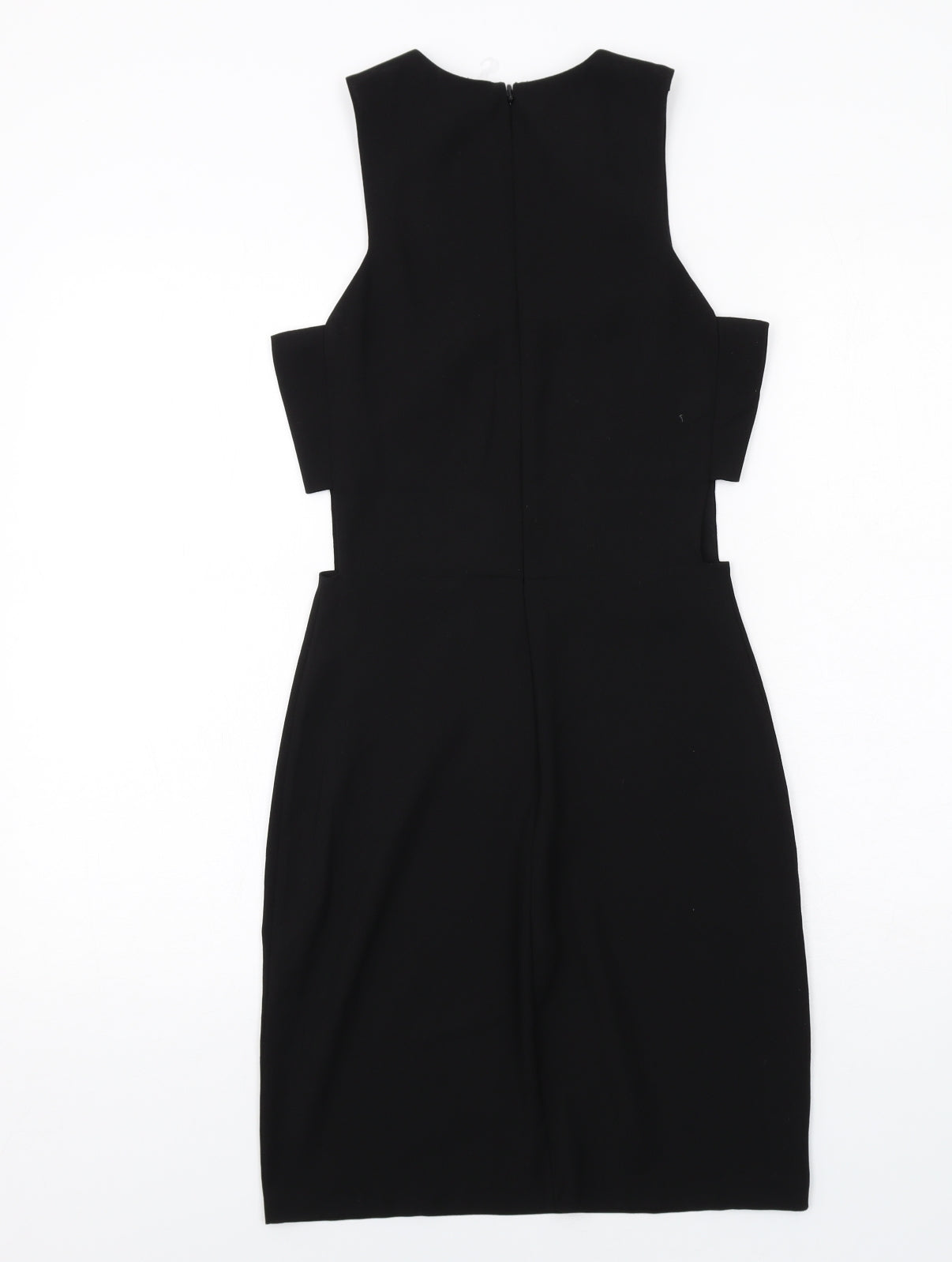 H&M Womens Black Colourblock Polyester Shift Size 4 Round Neck Zip