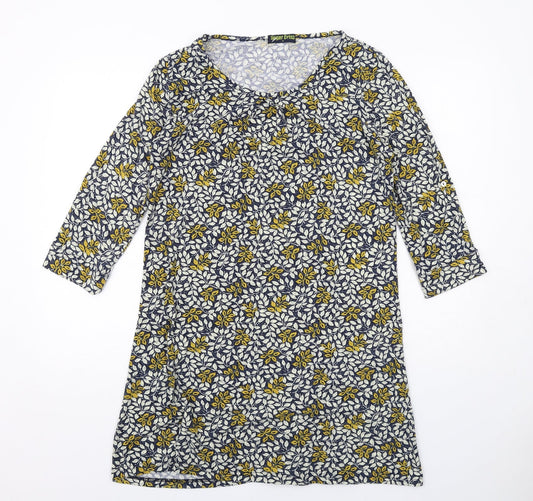 Sugar Crisp Womens Black Geometric Polyester A-Line Size M Round Neck Pullover - Leaf pattern