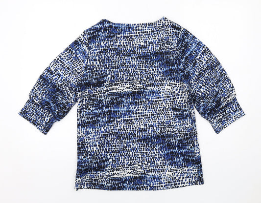 JD Williams Womens Blue Geometric Polyester Basic Blouse Size 12 Round Neck