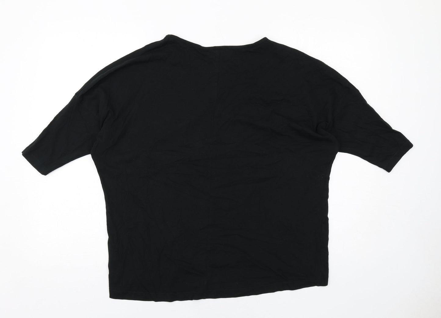 Diverse Womens Black Viscose Basic Blouse Size L Round Neck