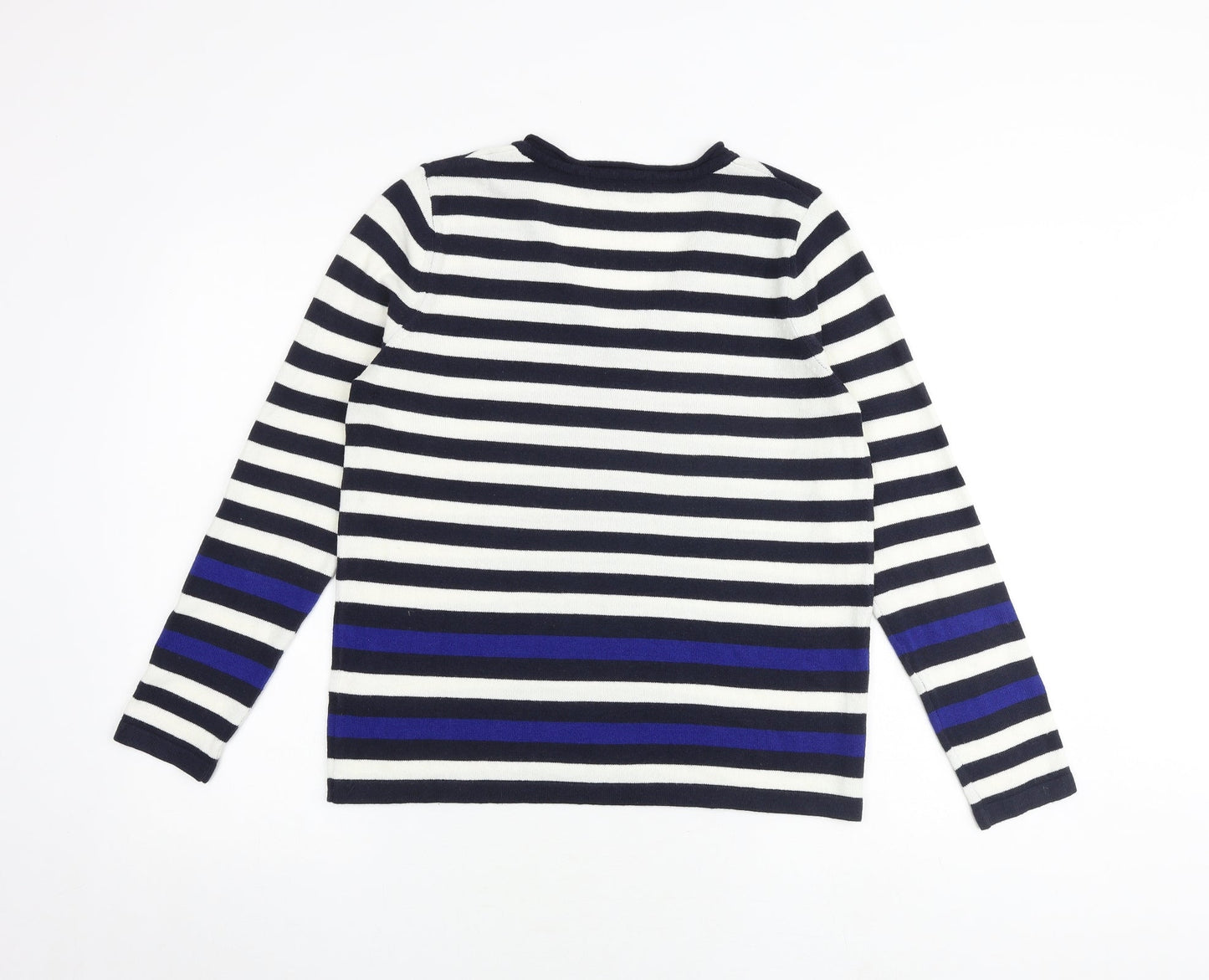 Marks and Spencer Womens Multicoloured V-Neck Striped Acrylic Pullover Jumper Size 14