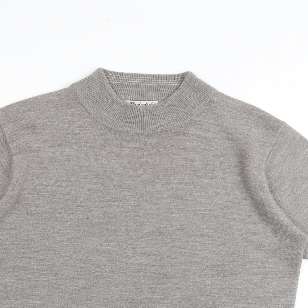 Berkertex Womens Grey Mock Neck Acrylic Pullover Jumper Size 14 - Size 14-16