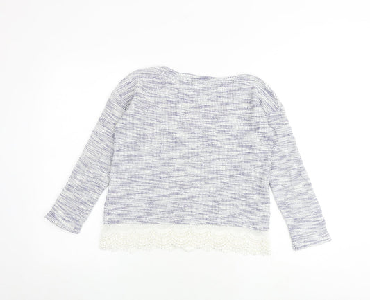 NEXT Girls Blue Round Neck 100% Cotton Pullover Jumper Size 10 Years Pullover