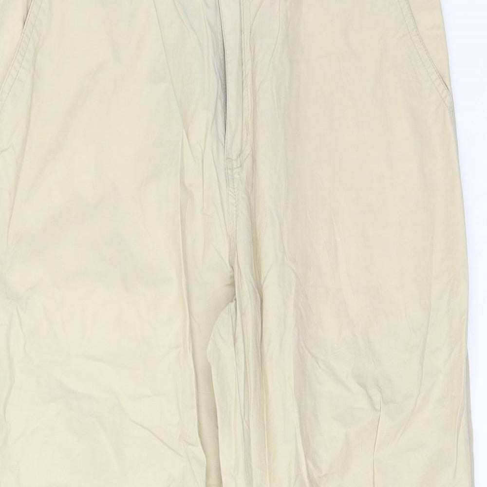 Marwin Womens Beige Cotton Trousers Size S Regular Zip - Drawstring Hem