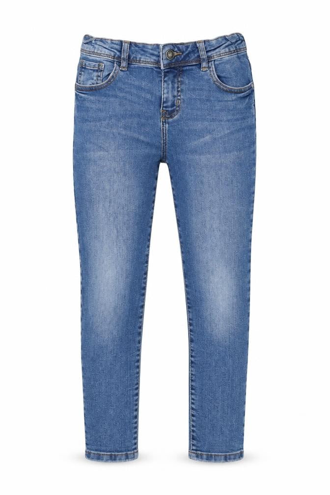Denim & Co. Girls Blue Cotton Skinny Jeans Size 9-10 Years Regular Zip
