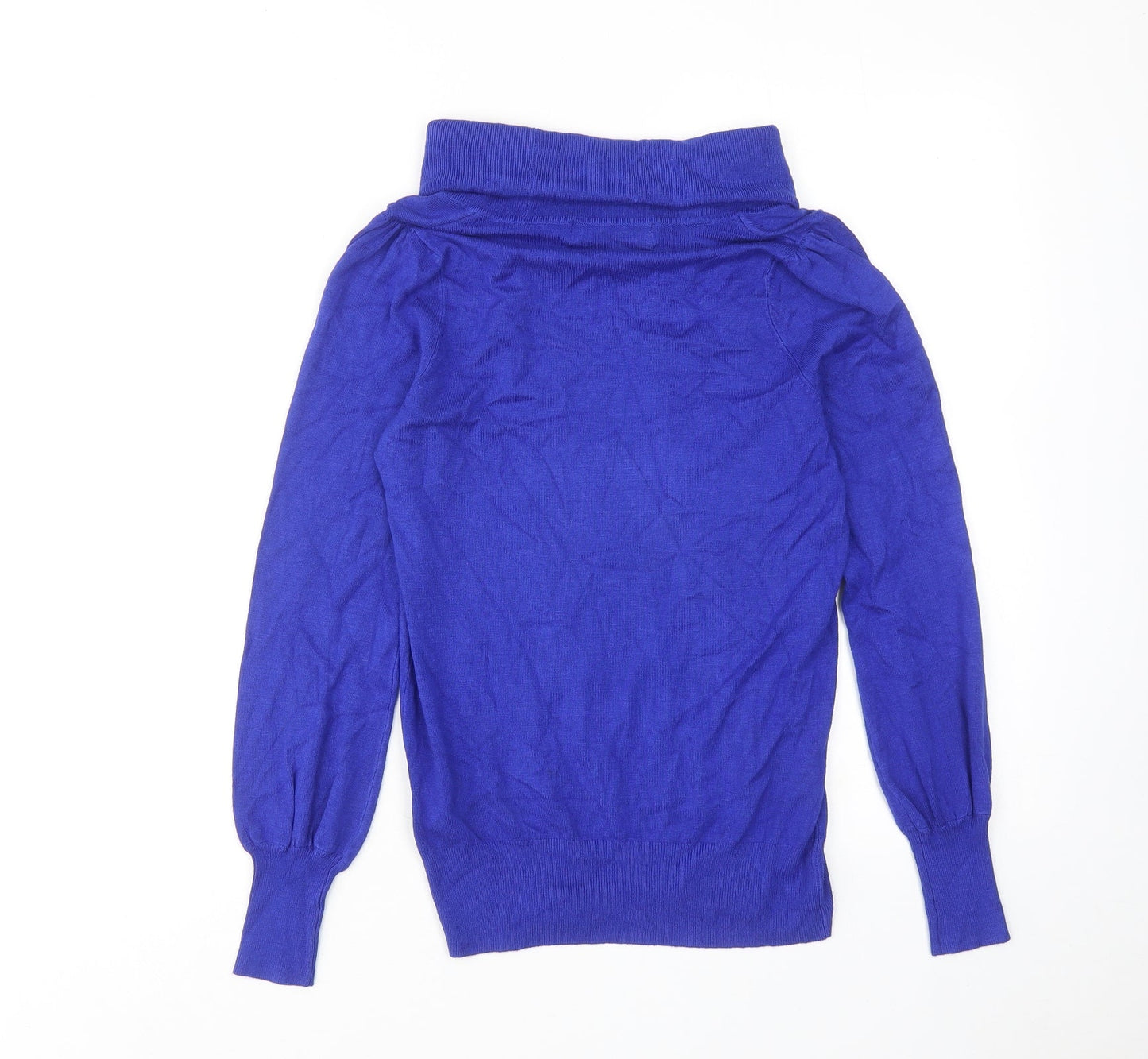 Marks and Spencer Womens Blue Roll Neck Viscose Pullover Jumper Size 10
