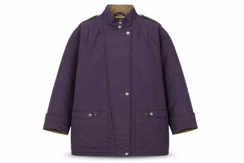 Front view of C&A women’s purple jacket, size UK 14, zip
