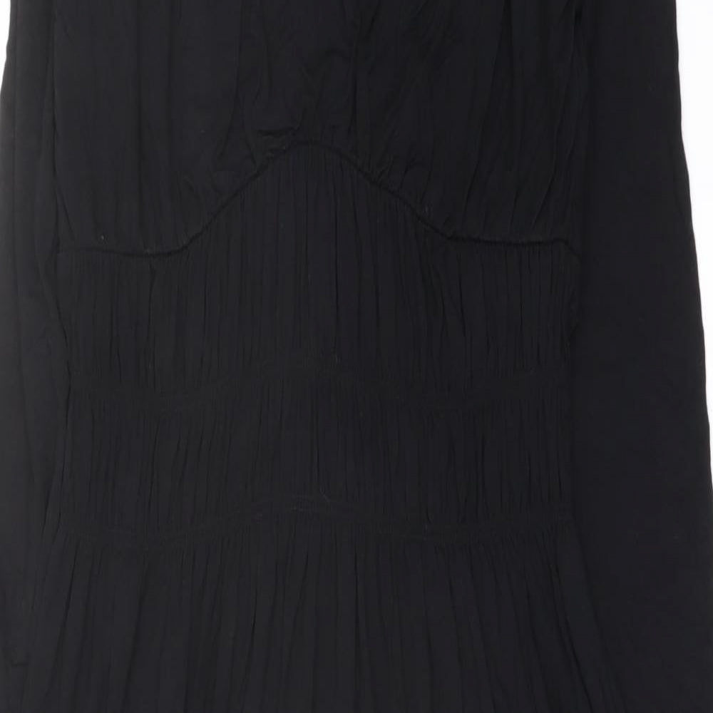 Marks and Spencer Womens Black Viscose A-Line Size 8 Scoop Neck Pullover