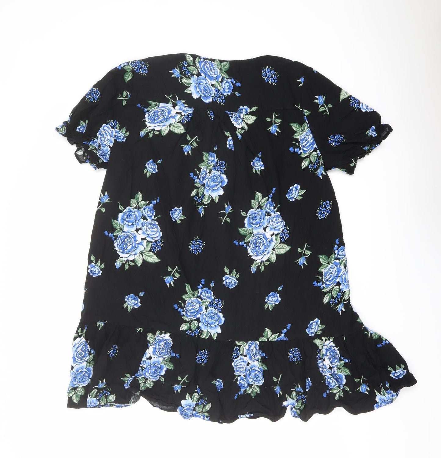 Monki Womens Black Floral Viscose Basic Blouse Size S V-Neck