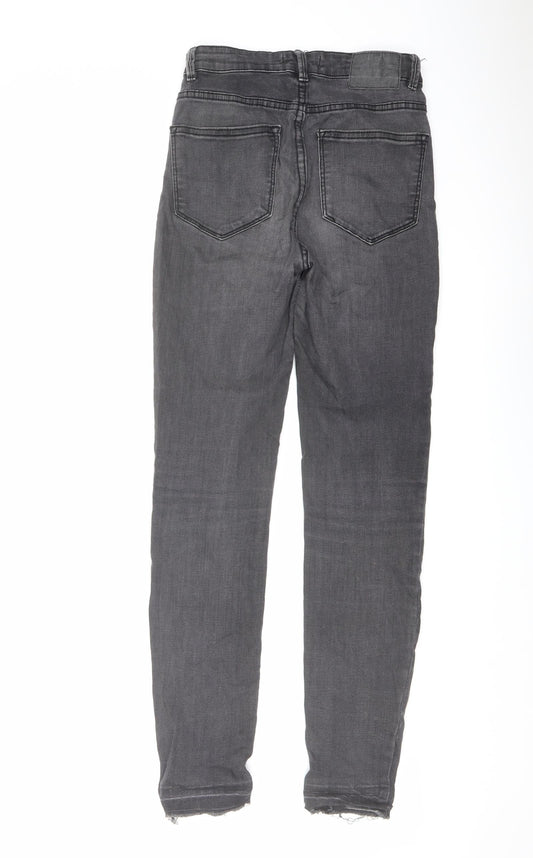 Pull&Bear Womens Grey Cotton Skinny Jeans Size 6 L28 in Regular Button