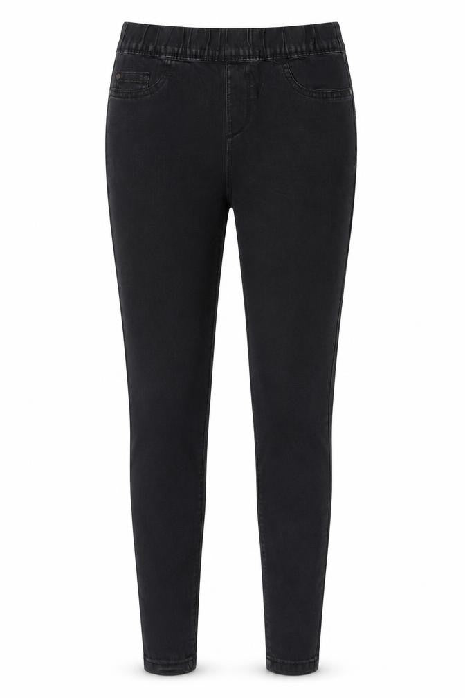 Front view of Denim & Co. women’s grey cotton jegging jeans, size UK 8, 28-inch leg regular