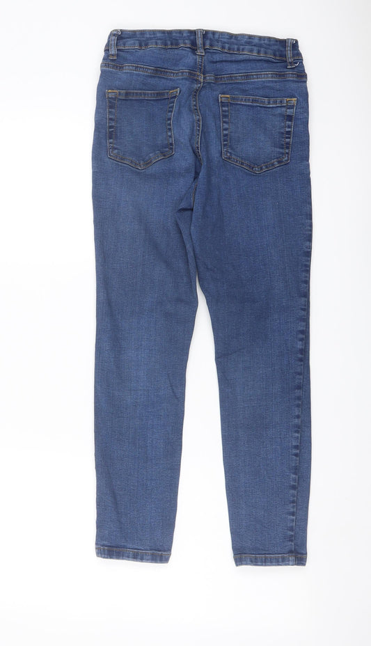 Denim & Co. Womens Blue Cotton Skinny Jeans Size 10 L24 in Regular Button