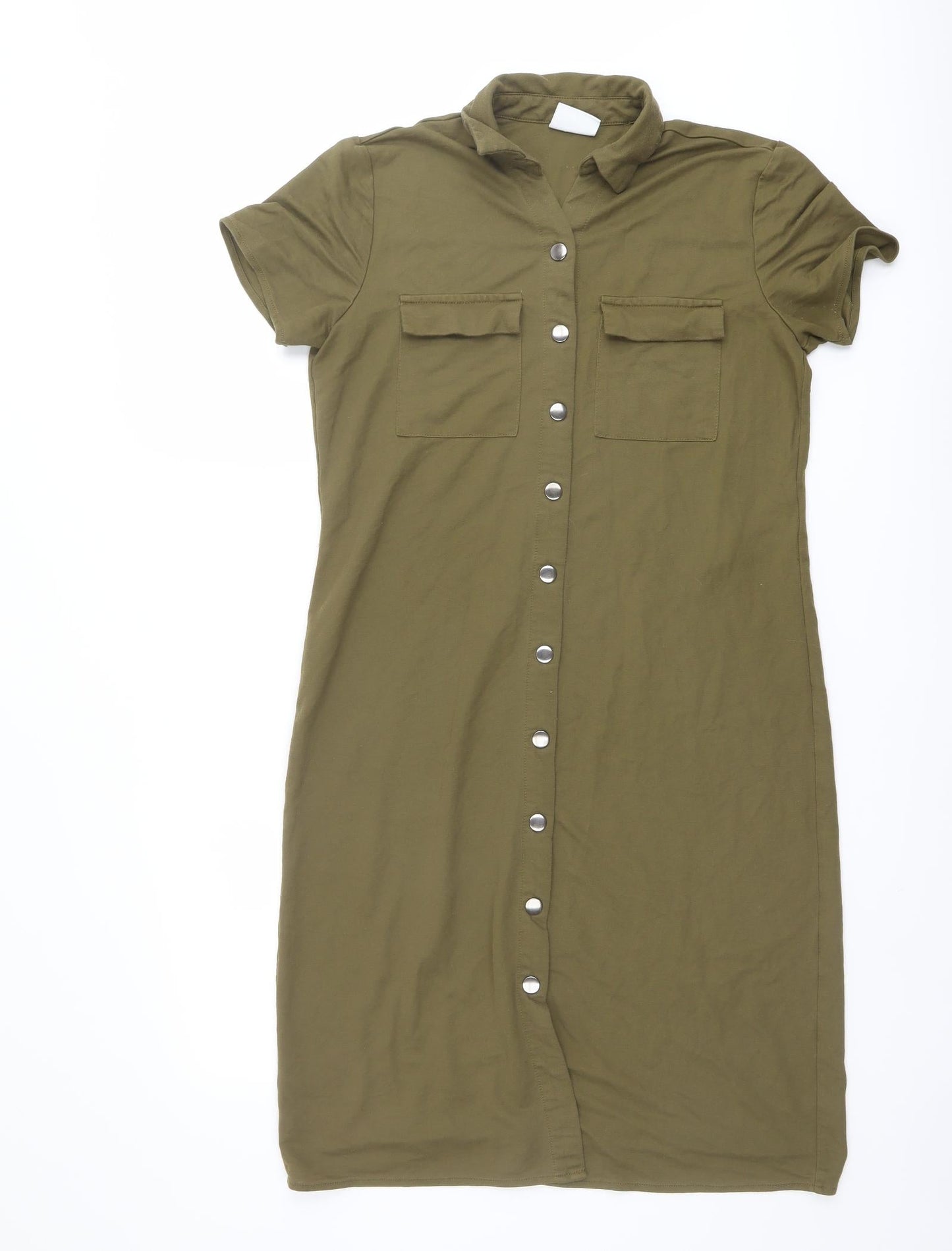 VILA Womens Green Viscose Shirt Dress Size XS Collared Snap