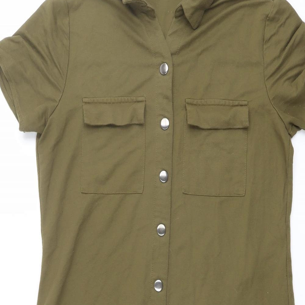 VILA Womens Green Viscose Shirt Dress Size XS Collared Snap
