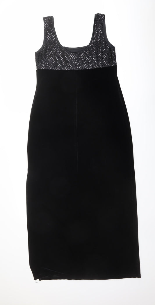Sophia Defol Womens Black Polyester Tank Dress Size 10 Square Neck Pullover