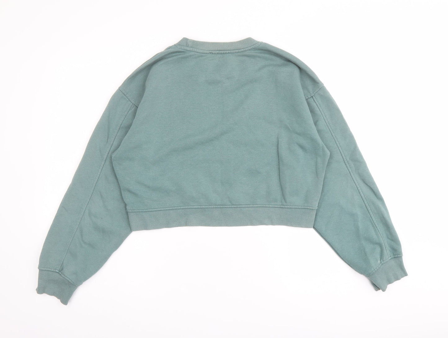 Zara Womens Green Cotton Pullover Sweatshirt Size S Pullover