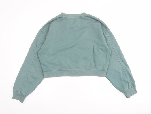 Zara Womens Green Cotton Pullover Sweatshirt Size S Pullover