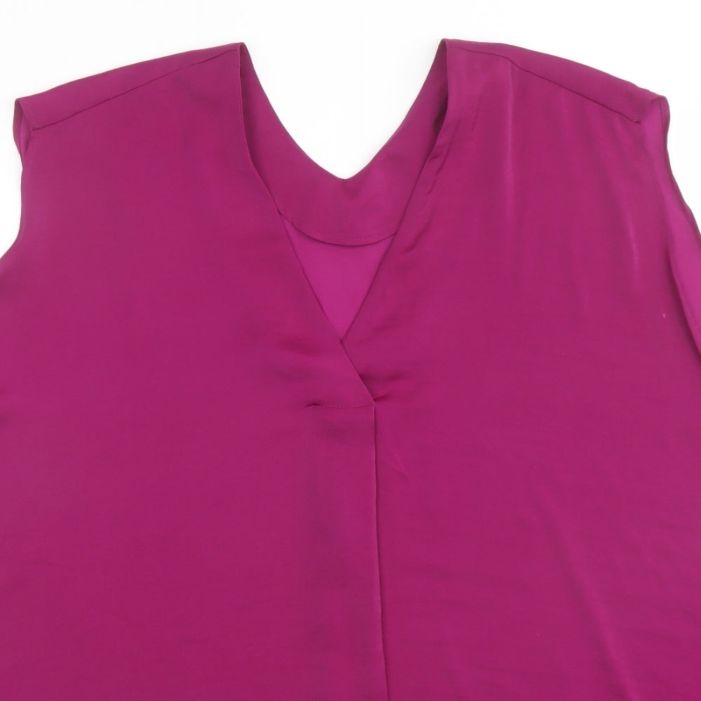 Marks and Spencer Womens Purple Polyester Basic Blouse Size 20 V-Neck